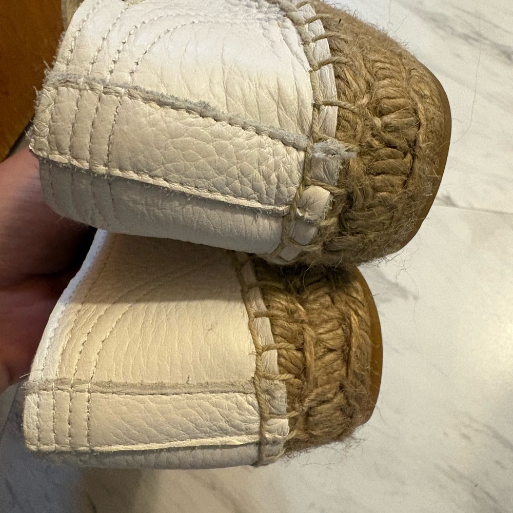 Soludos White Leather Espadrille Slip-On Flats - Picture 6 of 8